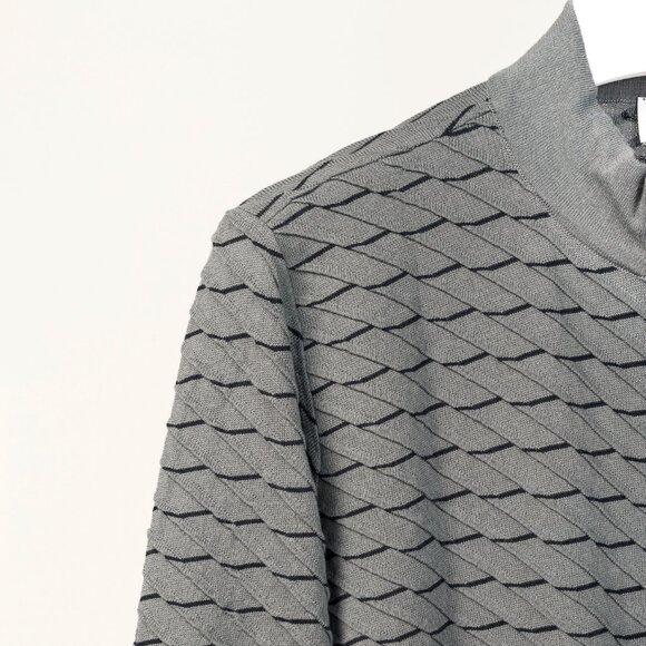 Armani Collezioni Grey Geometric Textured-Knit Zip Jacket - Picture 5 of 10
